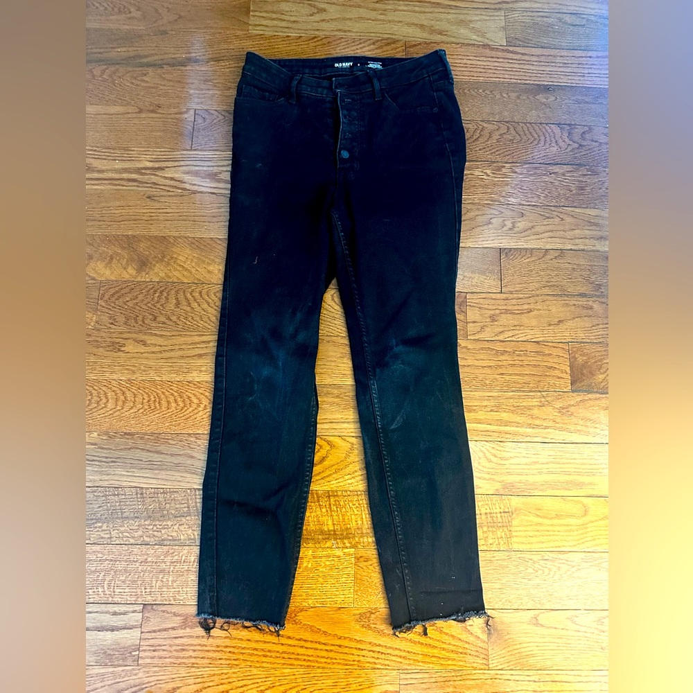 Old Navy, extra high-rise rockstar, super skinny black jeans